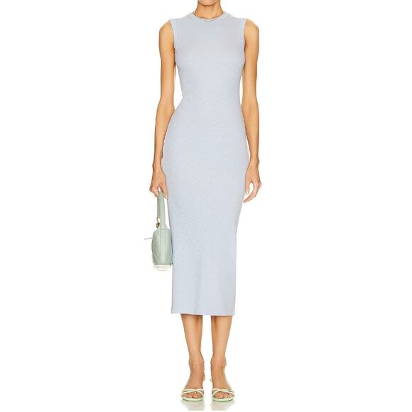 Enza Costa Textured Knit Sleeveless Maxi Dress Light Blue - Picture 1 of 6